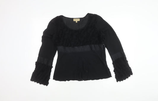 Paul Costelloe Women’s Black Silk Blend Bell Sleeve Blouse UK 12