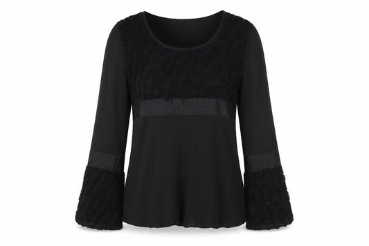 Paul Costelloe Women’s Black Silk Blend Bell Sleeve Blouse UK 12