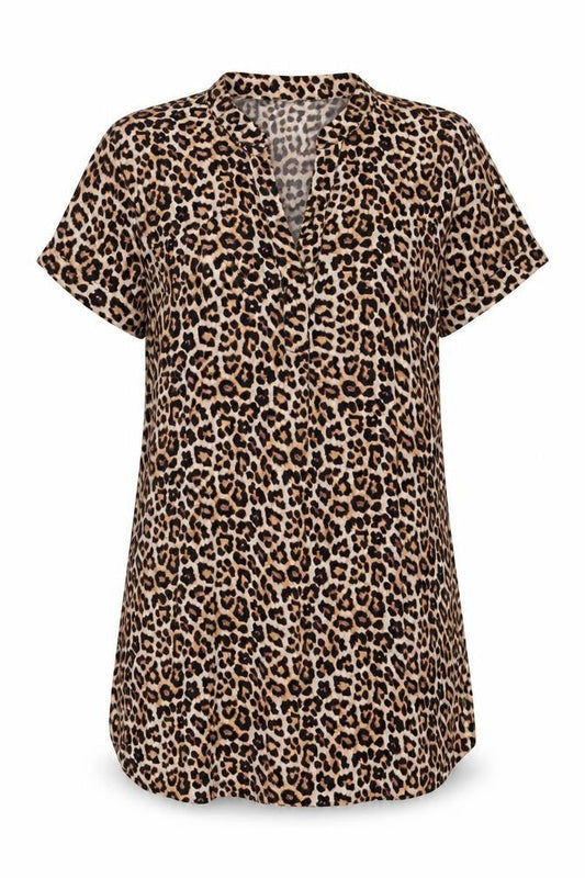 H&M Women’s Beige Leopard Print Shift Dress Size 8 Viscose