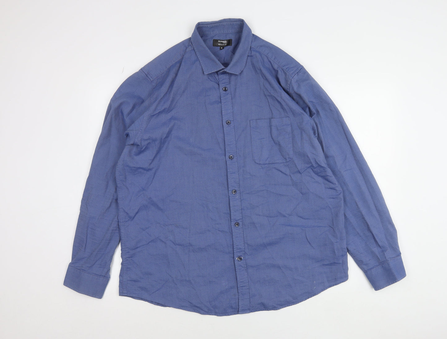 Dunnes Stores Men's Blue Regular Fit Cotton Long Sleeve Shirt XL