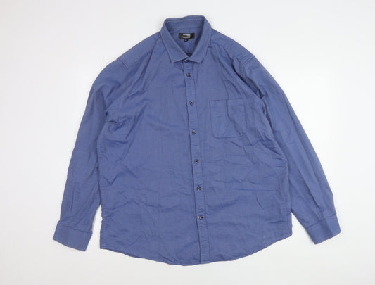 Dunnes Stores Men's Blue Regular Fit Cotton Long Sleeve Shirt XL