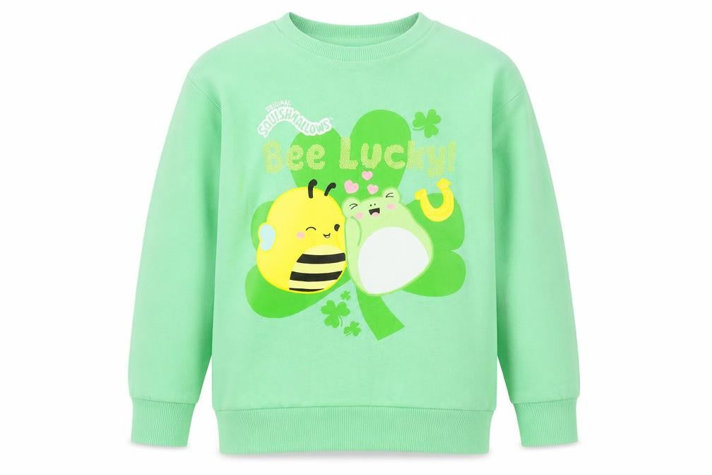 Dunnes Stores Girls Green Squishmallows Bee Lucky Pullover Sweatshirt 9-10 Years