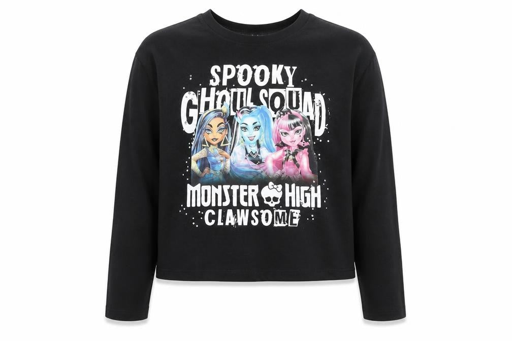 Monster High Teens Black Long Sleeve Graphic T-Shirt 9-10 Years