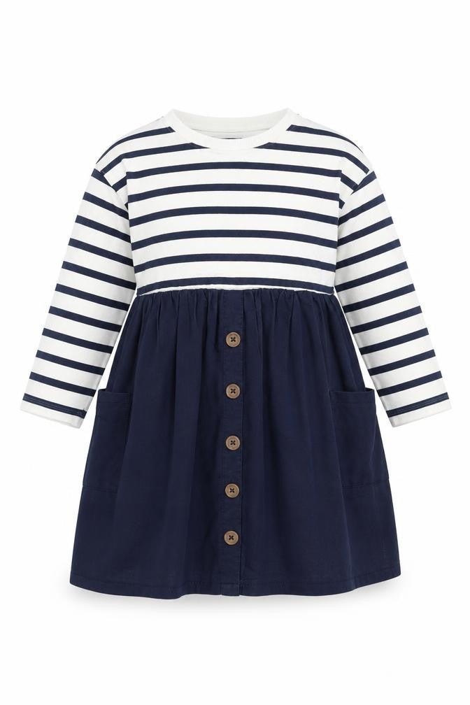 Leigh Tucker Willow Teens Blue White Striped Cotton Skater Dress 6