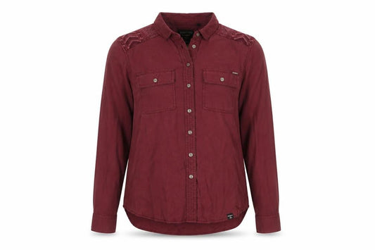 Superdry Womens Red Lyocell Embroidered Button-Up Shirt Size 12