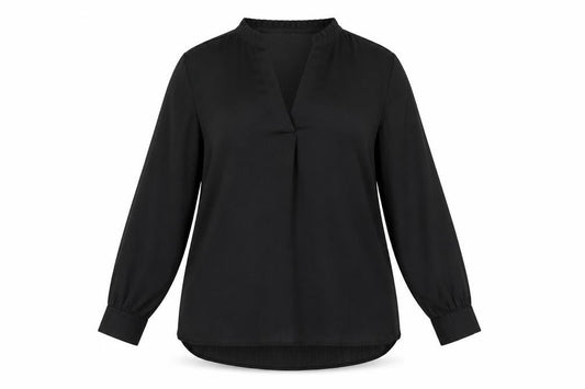 Front view of Dunnes Women’s Black, size UK 12, Long Sleeve Tunic Blouse
