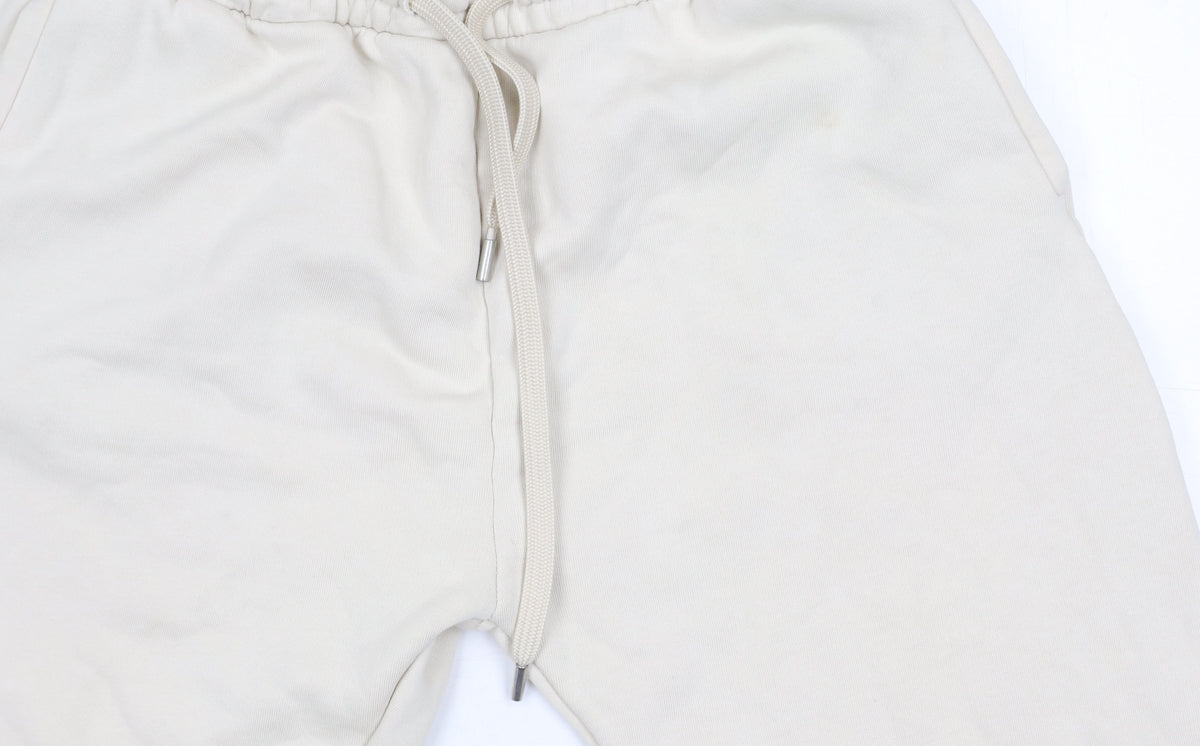ZARA Women's Beige Fleece Jogger Trousers M Elastic Waist Comfort Fit
