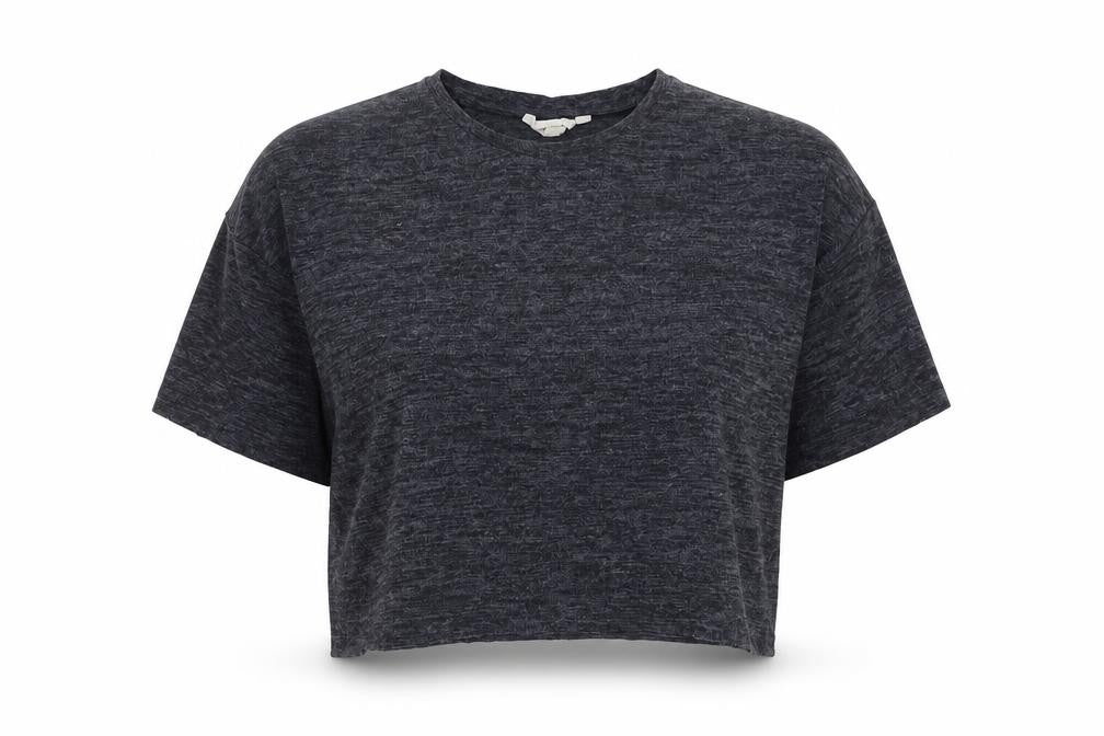 Zara Women Blue Cropped Relaxed Fit Jersey T-Shirt Size L