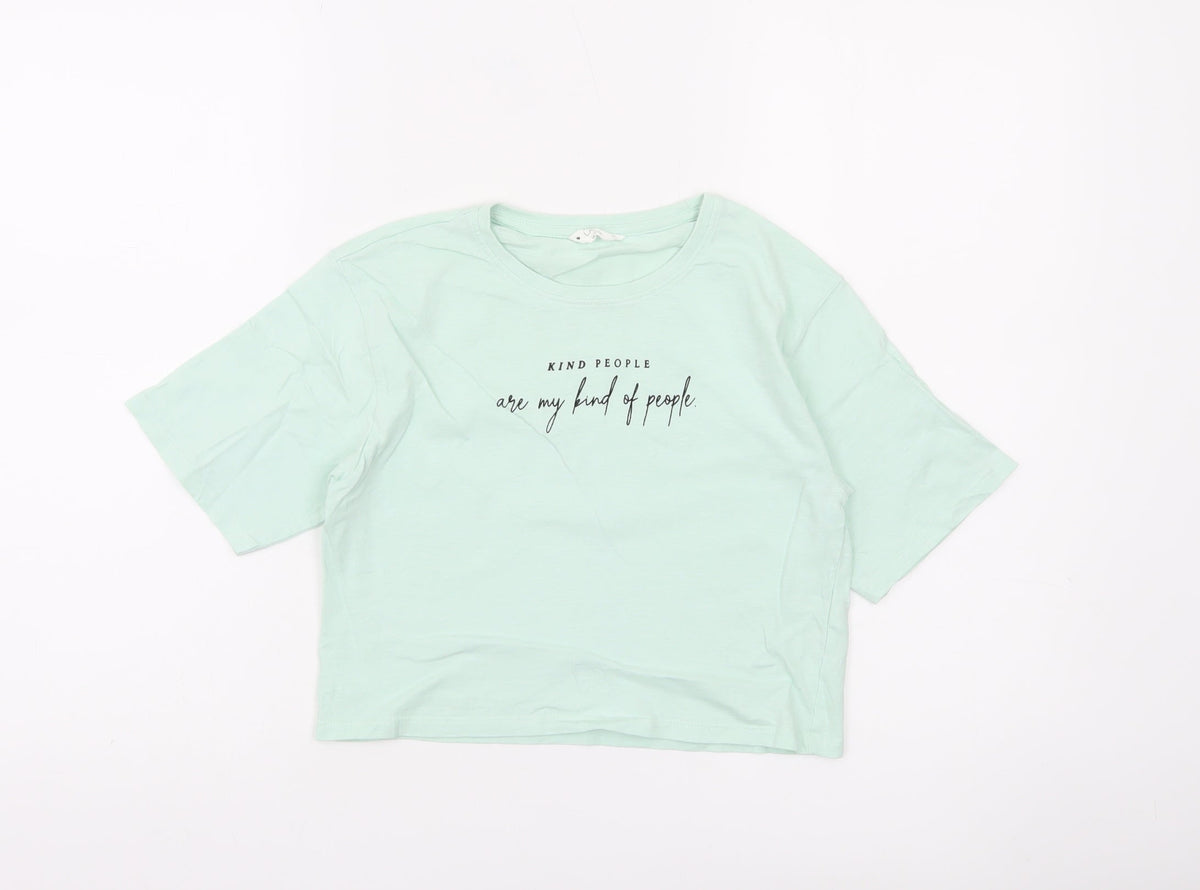 Candy Couture Girls Green Cropped Graphic T-Shirt 10 Years