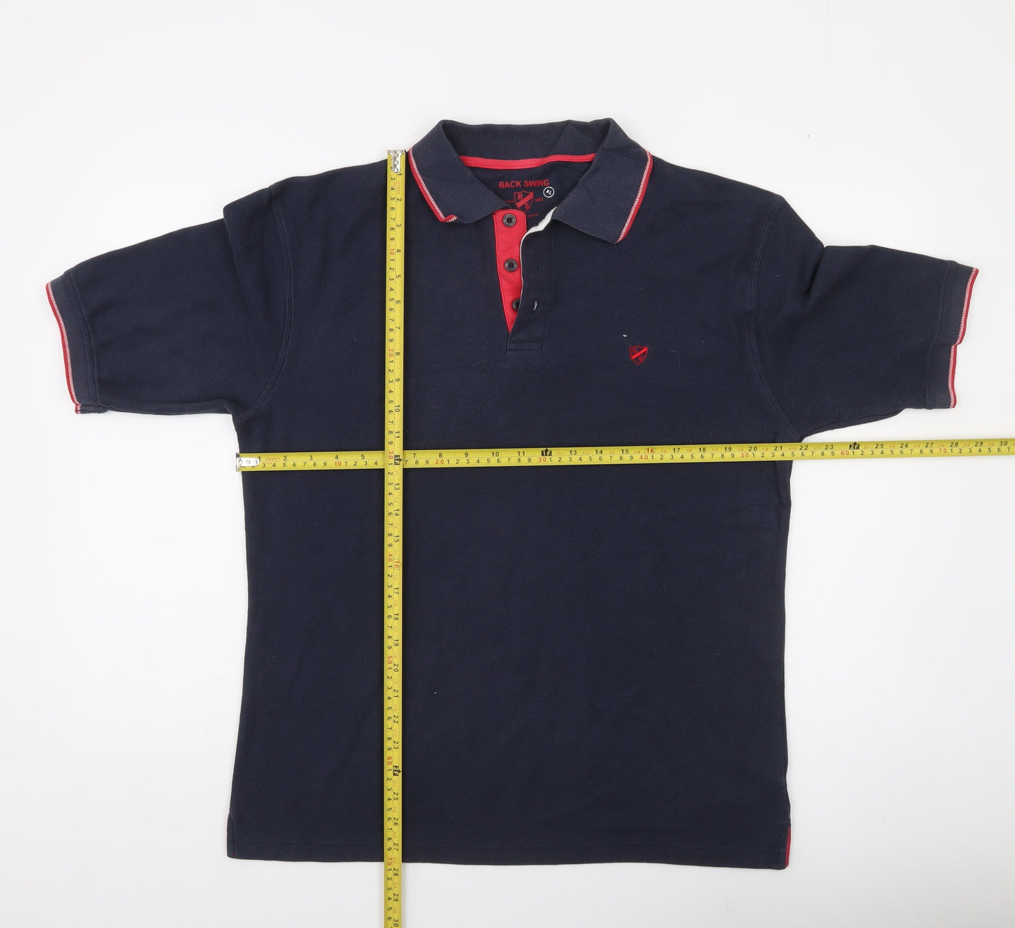 Back Swing Men's Blue Polo Shirt XL Cotton Blend Casual Top