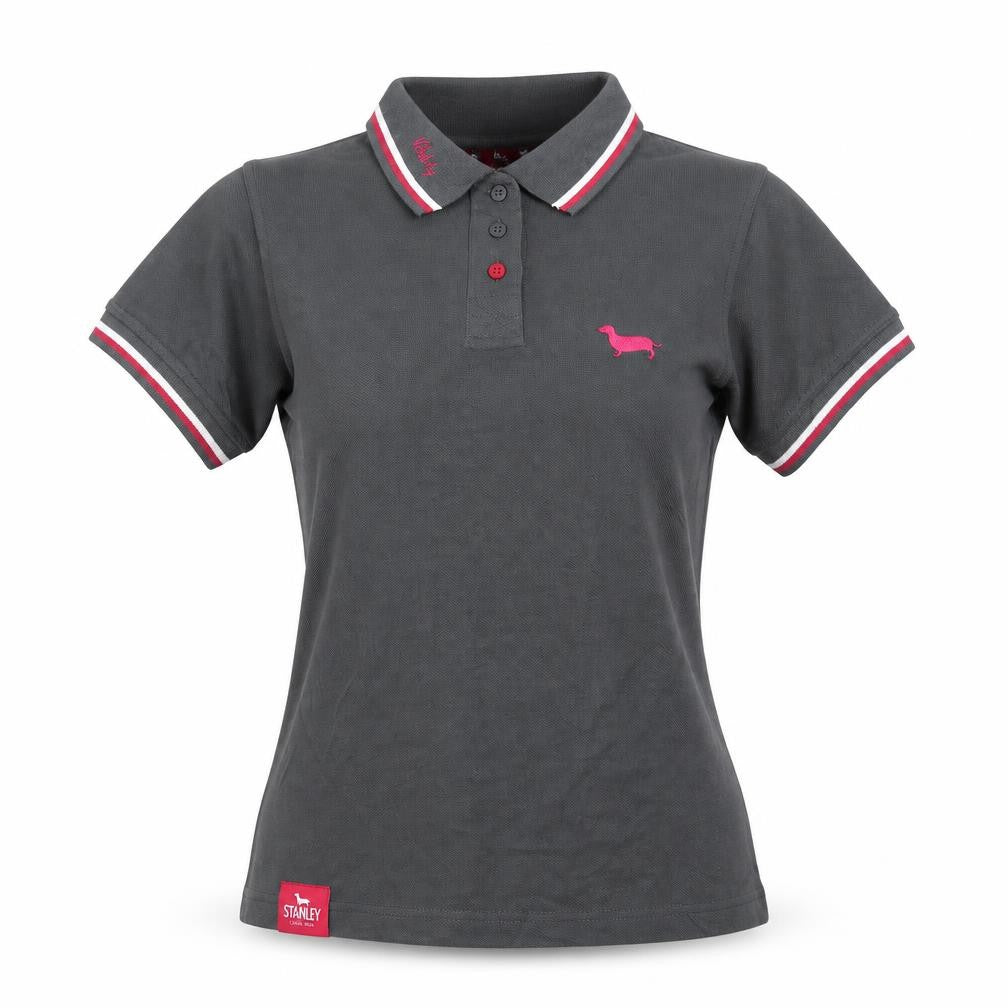 Stanley Vitality Womens Grey Polo Shirt Size M Short Sleeve Casual Top