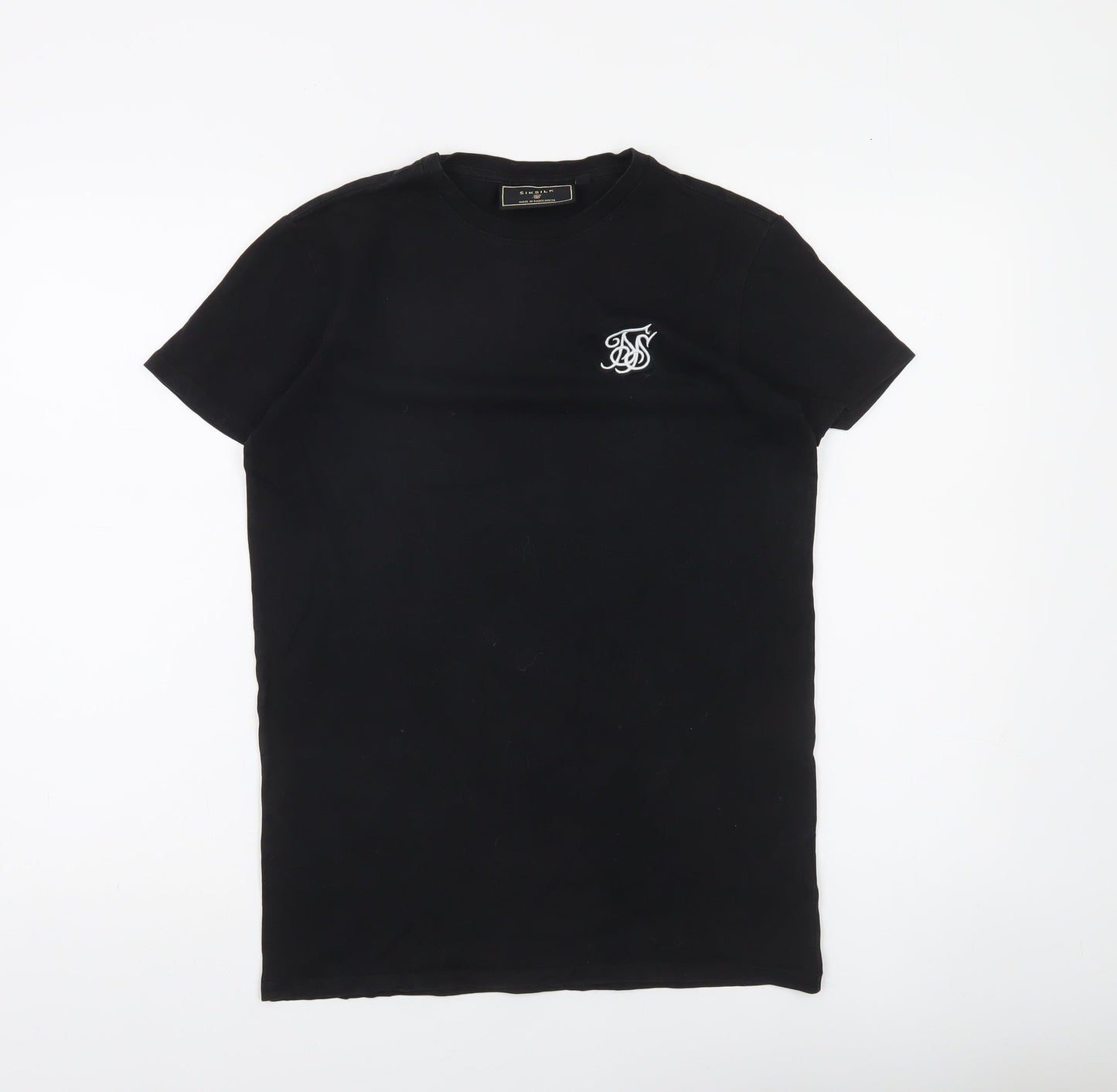 SikSilk Men's Black XS Slim Fit Stretch Jersey T-Shirt
