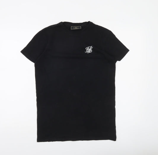 SikSilk Men's Black XS Slim Fit Stretch Jersey T-Shirt