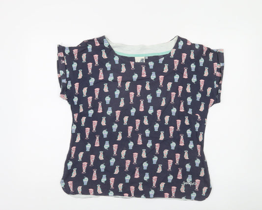 Weird Fish Women's Blue Vase Print Cotton T-Shirt Size 12