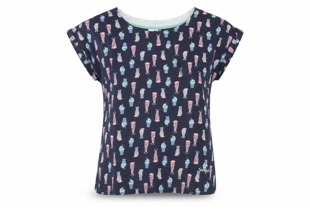 Weird Fish Women's Blue Vase Print Cotton T-Shirt Size 12