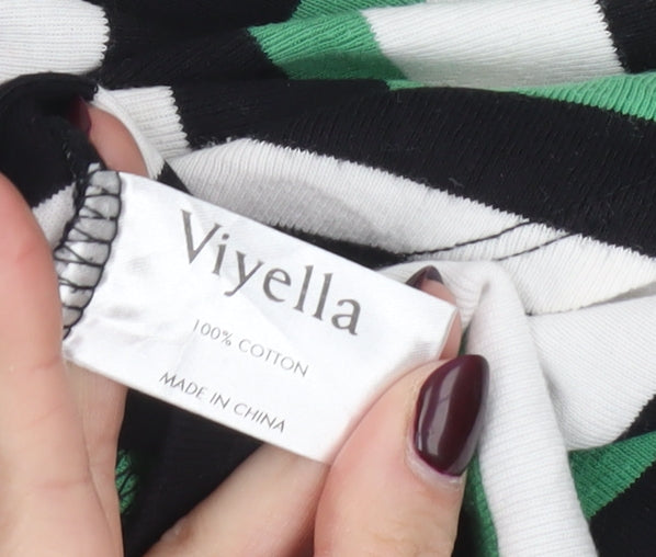 Viyella Women’s Multicoloured Stripe Cotton Jersey Top L