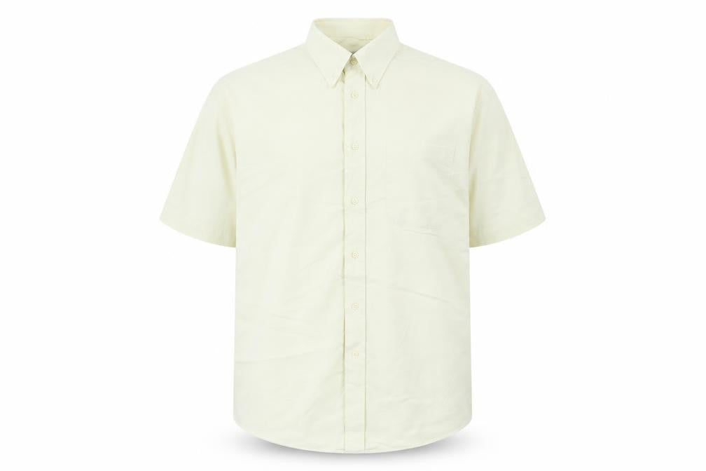 Marks & Spencer Men’s Ivory Short Sleeve Cotton Button-Up Shirt 16.5in