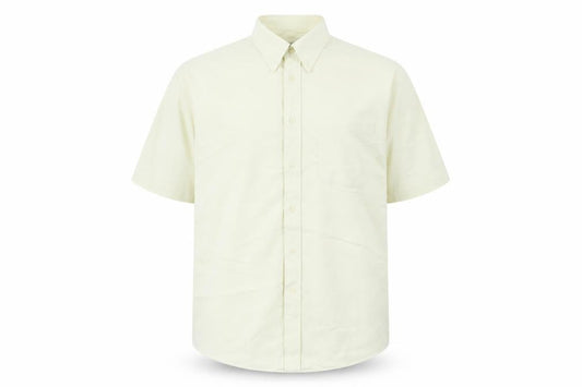 Marks & Spencer Men’s Ivory Short Sleeve Cotton Button-Up Shirt 16.5in