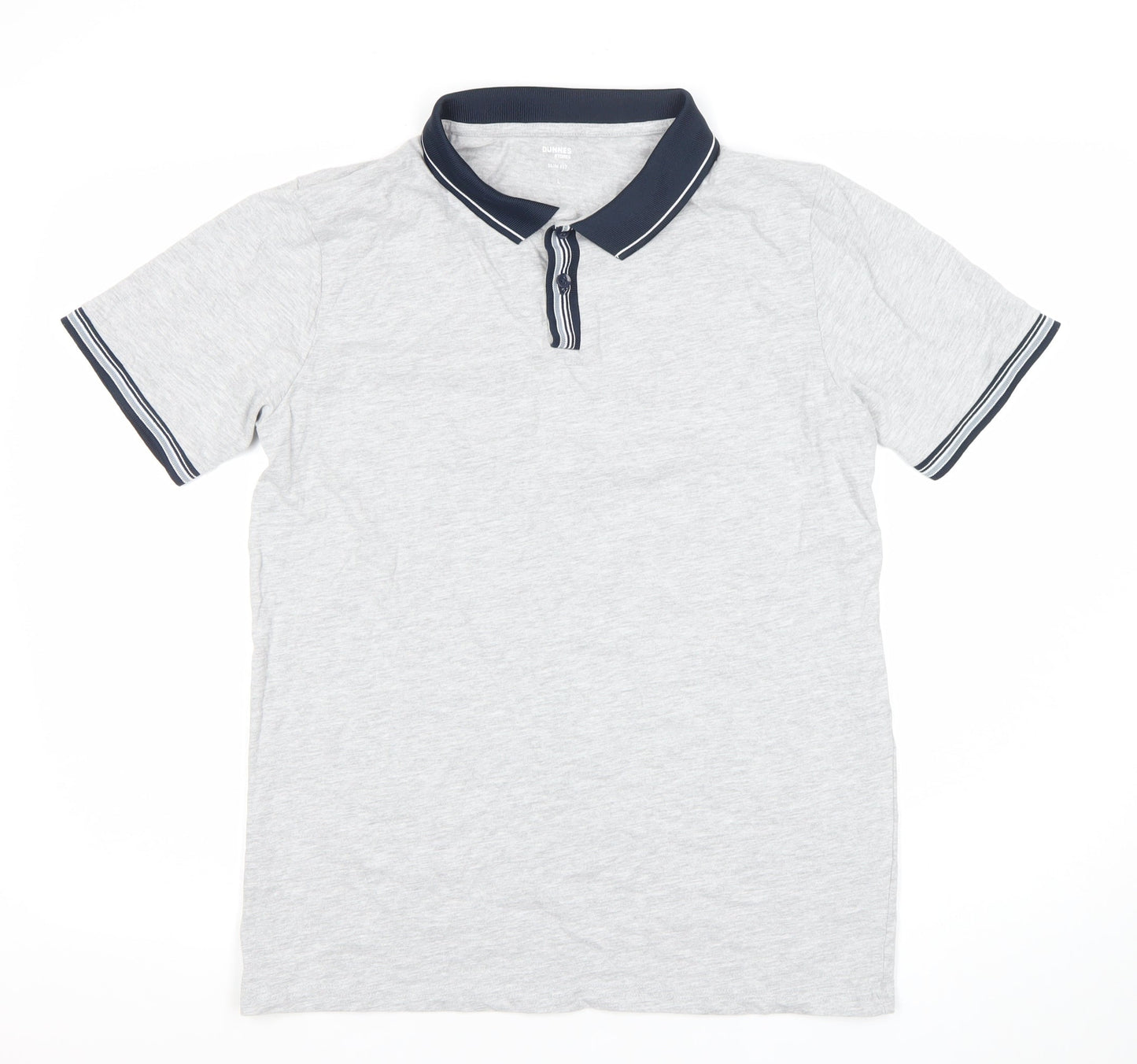Dunnes Stores Men's Grey Slim Fit Cotton Polo Shirt Size L