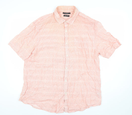 Dunnes Men’s Pink Geometric Regular Fit Cotton Short Sleeve Shirt XL