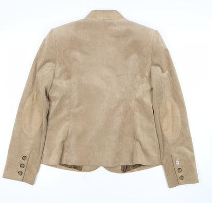 Country Casuals Women Beige Corduroy One-Button Blazer Size 12 Classic Fit