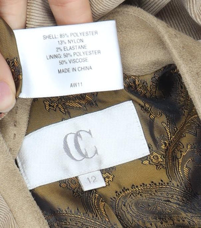 Country Casuals Women Beige Corduroy One-Button Blazer Size 12 Classic Fit