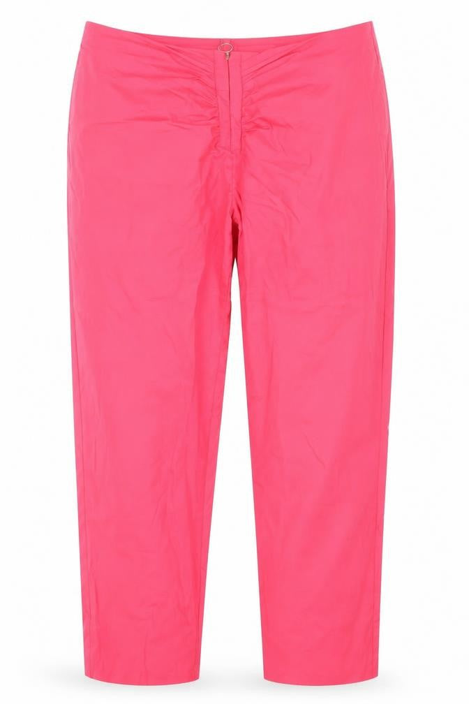 Zara Women Pink Straight Leg Ruched Trousers Size L
