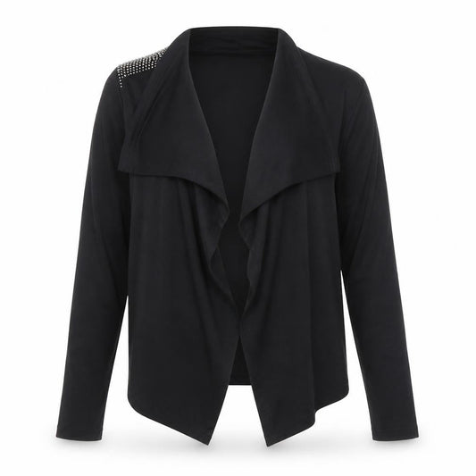 Vero Moda Womens Black Studded Shoulder Open Cardigan XS