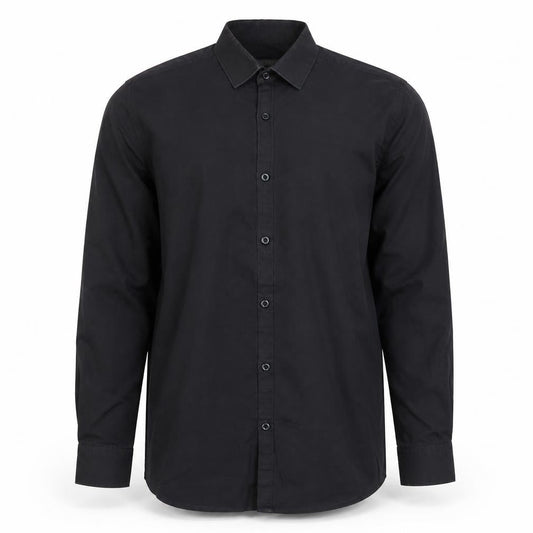 Dunnes Men Black Slim Fit Long Sleeve Cotton Blend Shirt 15in