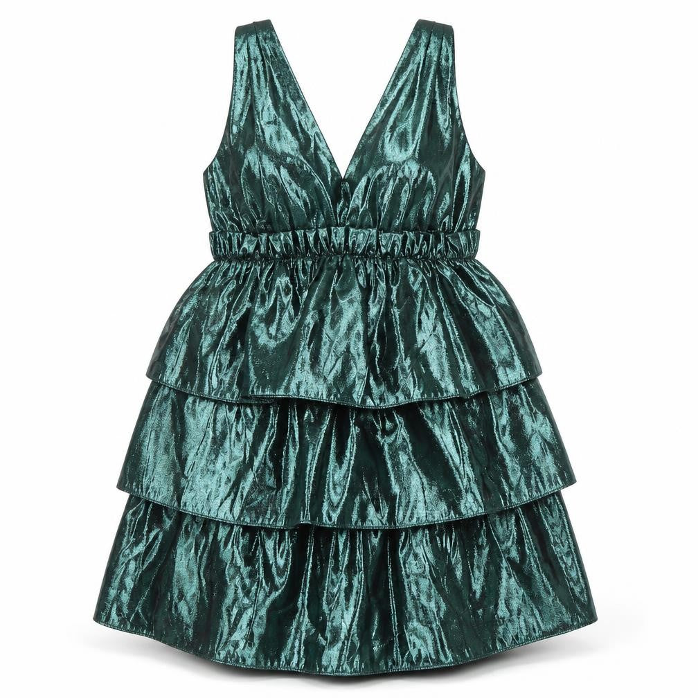 Zara Women’s Green Velvet Ruffle Short Party Dress Size S