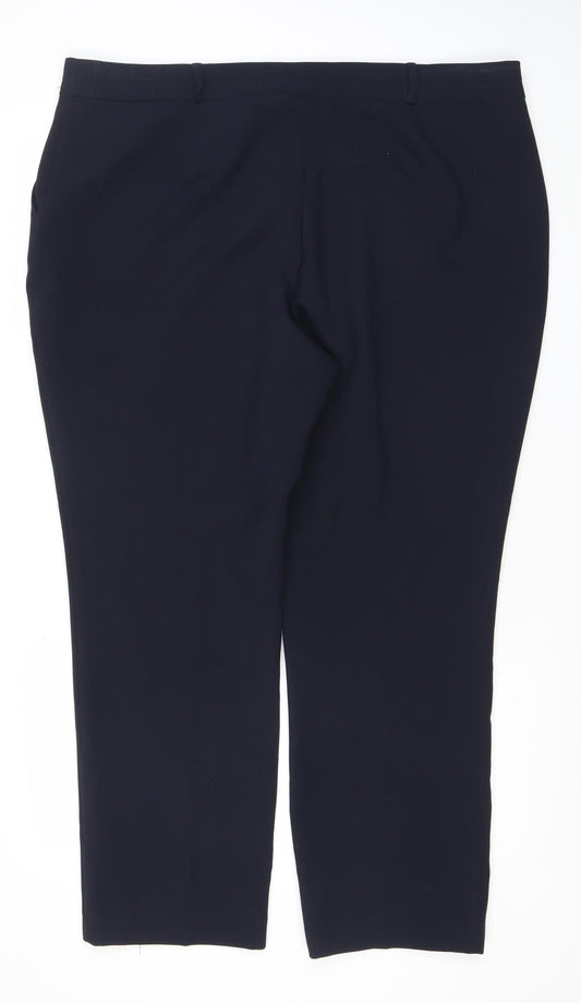 Dunnes Women’s Navy Blue Polyester Trousers Size 20 Classic Fit