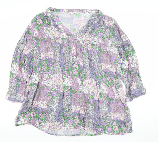 Colson Women’s Multicoloured Floral Tunic Blouse Size 22 3/4 Sleeve Viscose