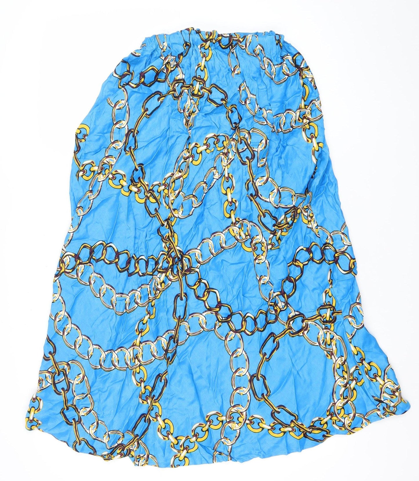 Dunnes Women’s Blue Chain Print A-Line Skirt Size 16 Viscose