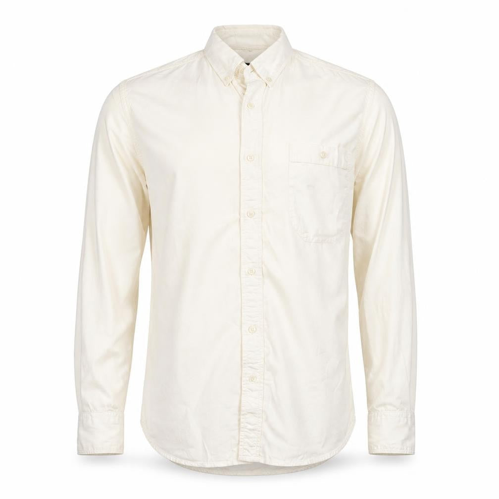 French Connection Men's Ivory Cotton Long Sleeve Dress Shirt Size S