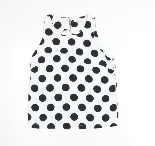 Glamorous Women White Polka Dot Sleeveless Tank Top M