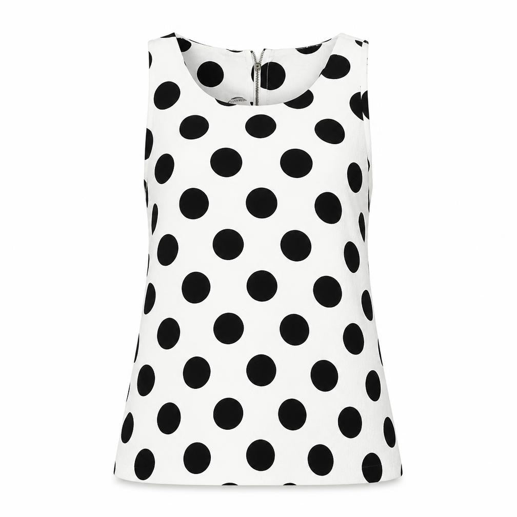 Glamorous Women White Polka Dot Sleeveless Tank Top M