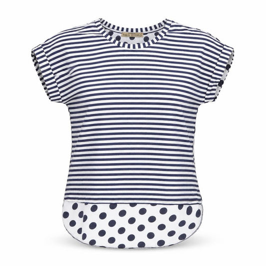 Pala D’Oro Women’s Blue Striped Polka Dot Jersey T-Shirt M