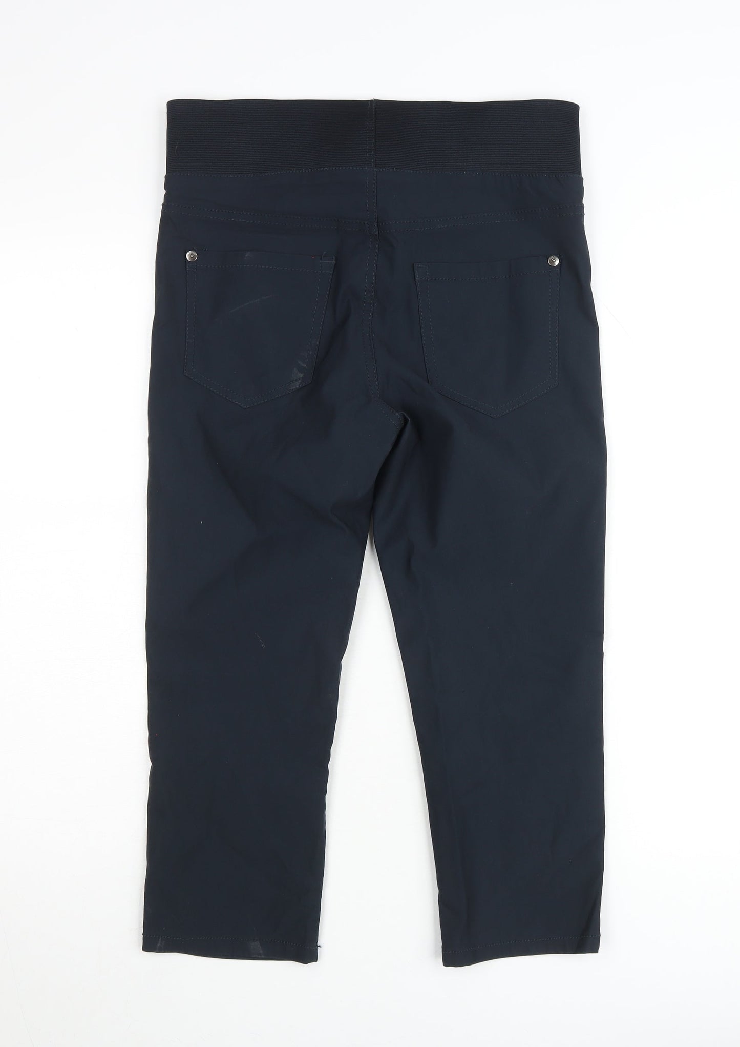 Freequent Womens Black Cropped Slim Fit Stretch Trousers Size 14