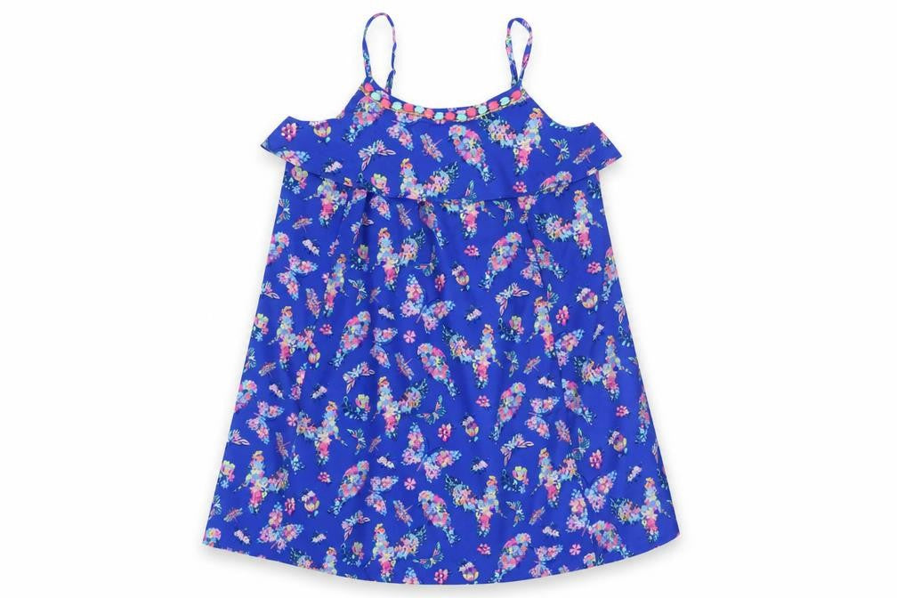 Monsoon Teens Blue Floral Spaghetti Strap Ruffle Cotton Top 11 Yrs