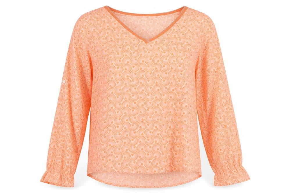 Sarah John Women's Orange Geometric Viscose Tunic Blouse M