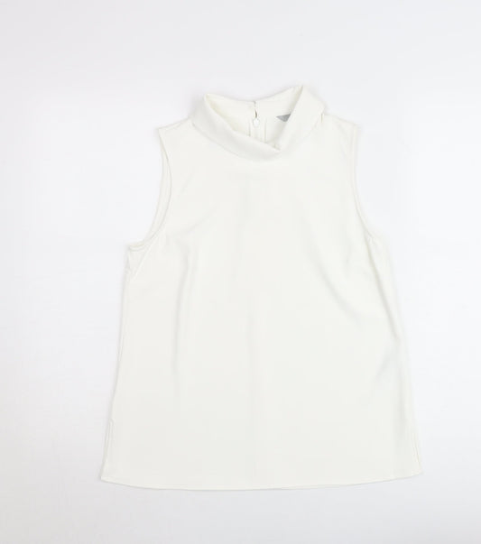 H&M Women's White High Neck Sleeveless Blouse Size 10