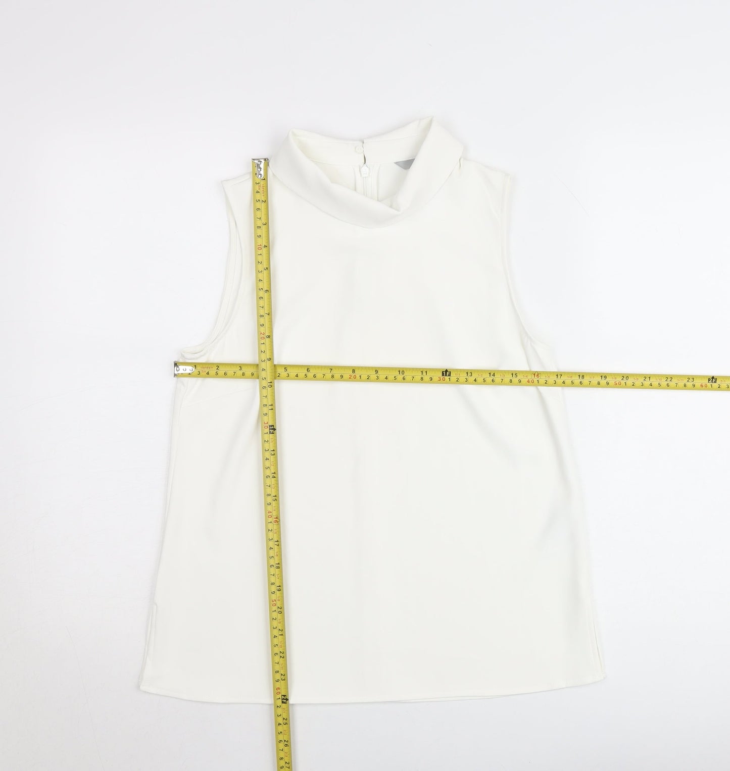 H&M Women's White High Neck Sleeveless Blouse Size 10