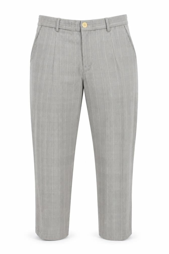 Jack & Jones Men’s Grey Check Chino Trousers Size M Regular Fit