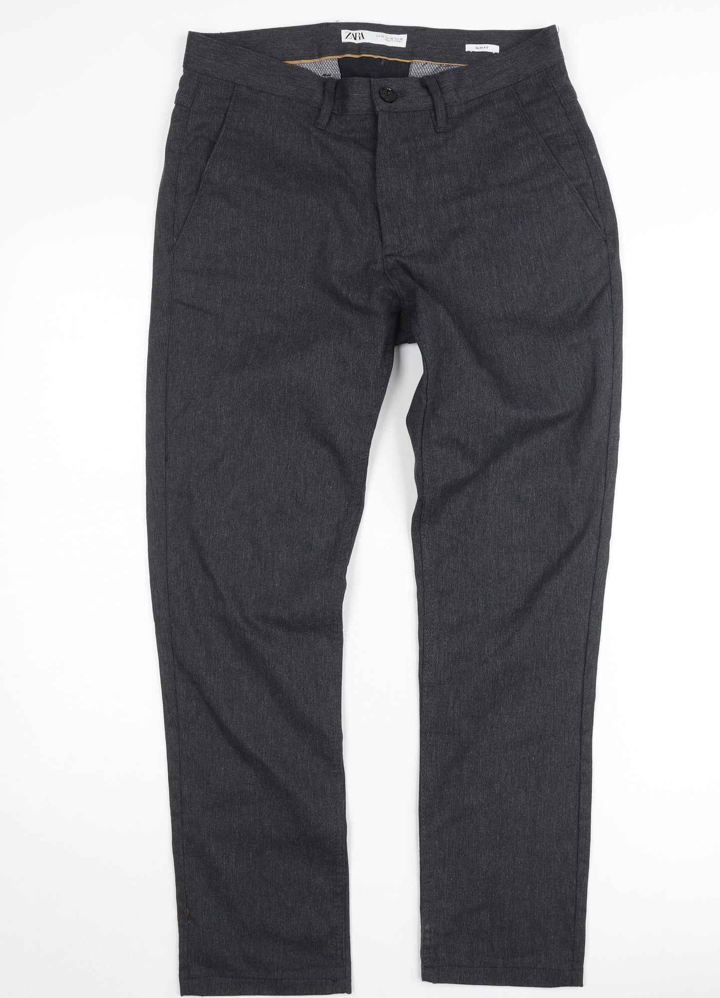 Zara Men's Grey Slim Fit Chino Trousers Size 30
