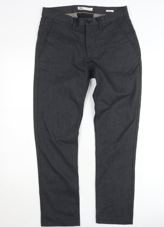 Zara Men's Grey Slim Fit Chino Trousers Size 30