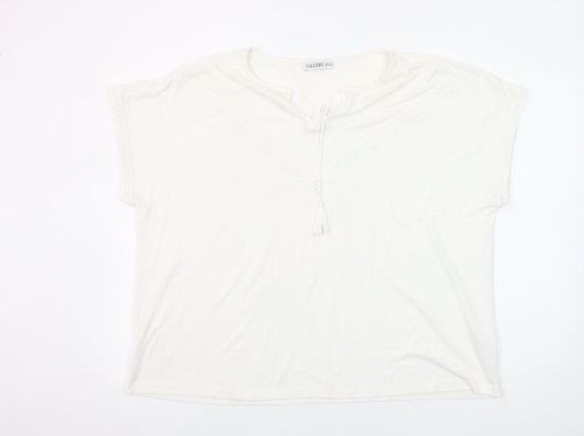 Gallery Women’s White XL Tunic Blouse with Tassel Tie Detail
