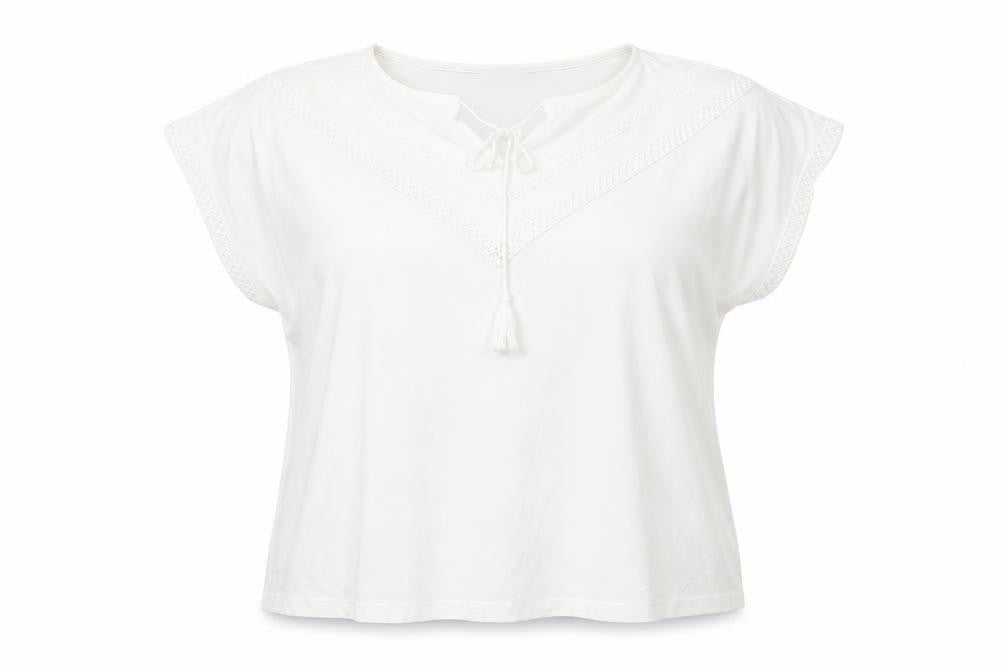 Gallery Women’s White XL Tunic Blouse with Tassel Tie Detail