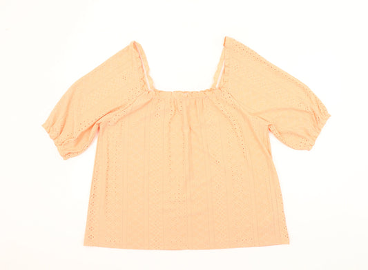 Simply Be Women’s Orange Eyelet Lace Tunic Blouse Size 12