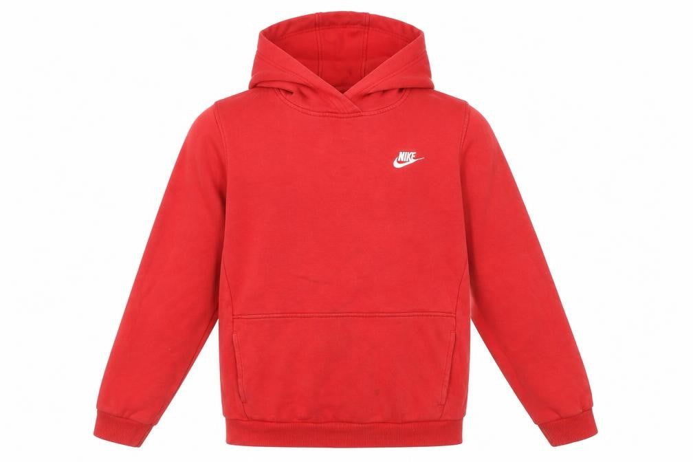 Nike Red Pullover Hoodie Unisex Kids 13-14 Years Fleece Cotton Blend