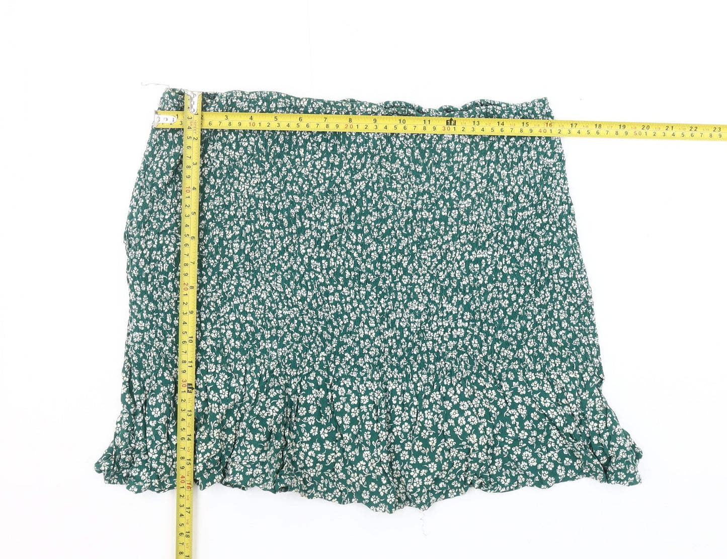 H&M Divided Women's Green Floral A-Line Short Skirt Size L